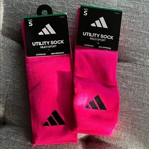 NWT two pairs of Adidas bright pink multi sport utility socks